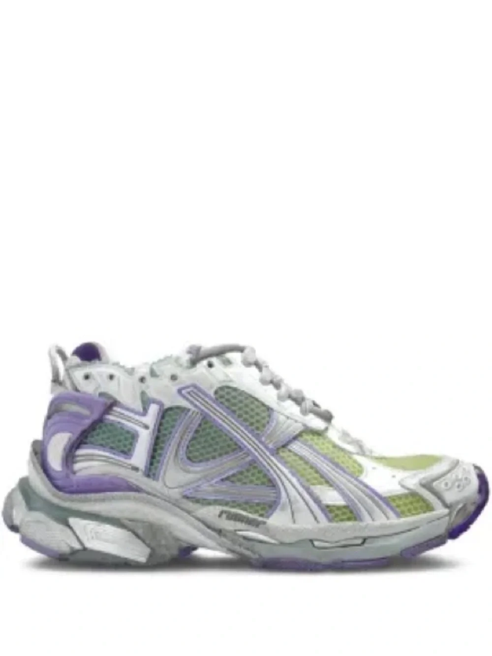Balenciaga Women’s Trainer Sneakers in White, Purple & Lime SIZE 37